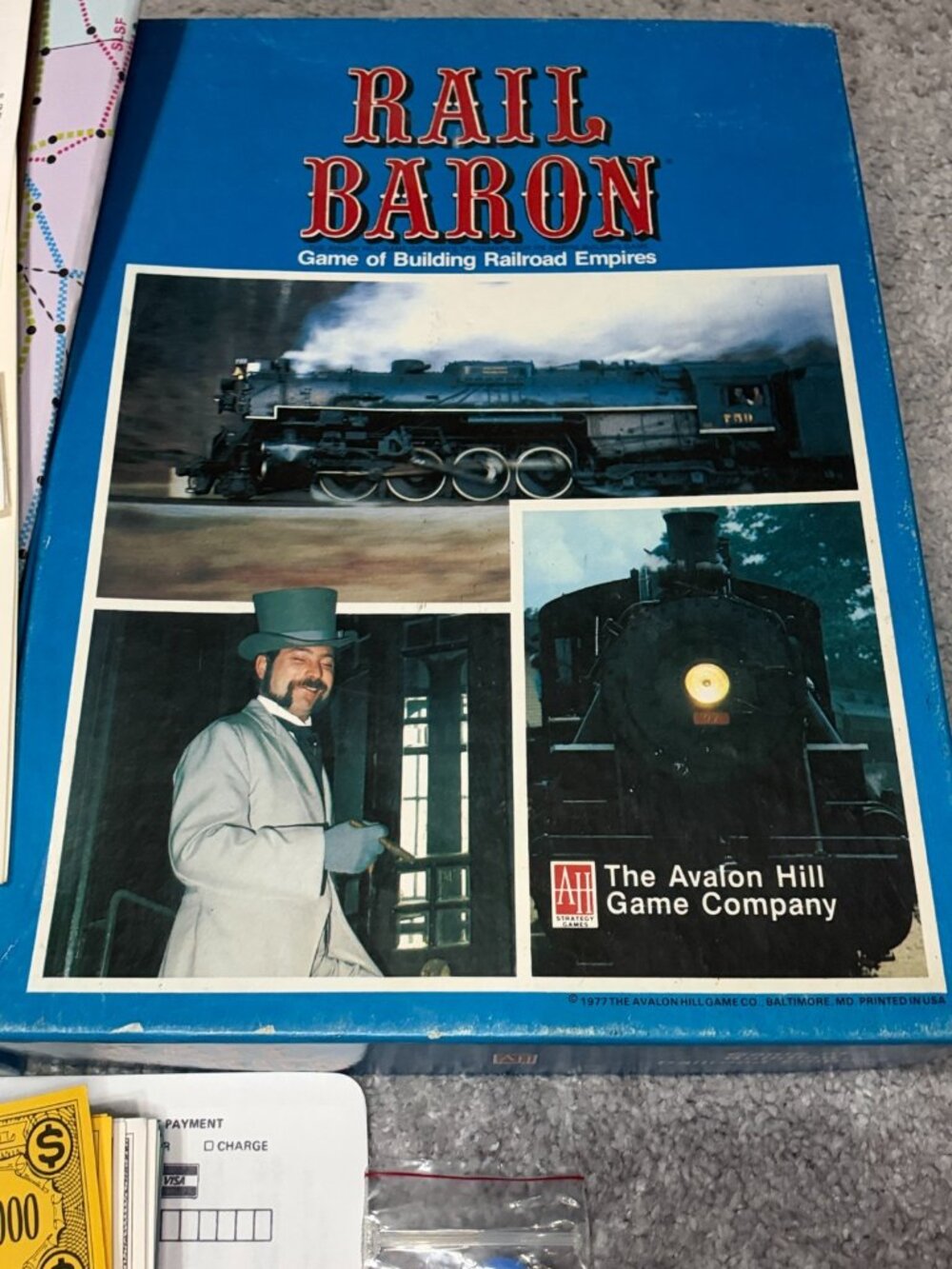 Vintage Avalon Hill Rail Baron 1977 1st Edition Board Game Railroad GA-295, 100%